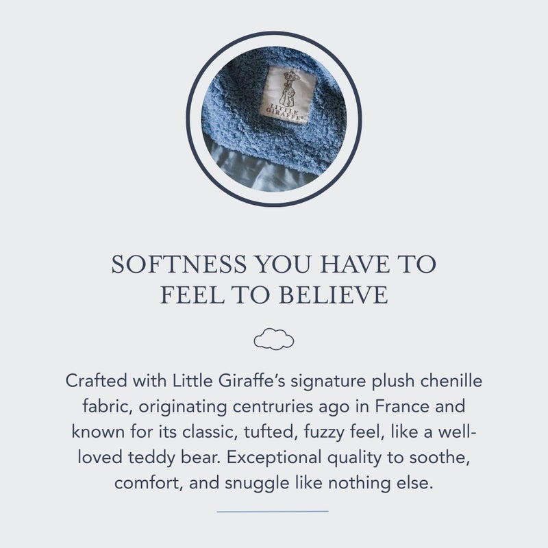 Little Giraffe Chenille Baby Blanket â€“ 29x35â€ Soft Chenille with Satin Trim, Cornflower | Ultra-Soft, Gentle & Safe, Lightweight & Breathable for Newborns & Toddlers - Image 4